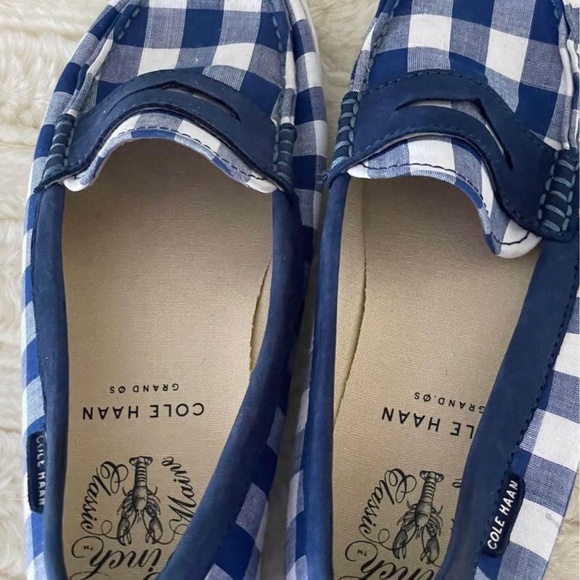 Cole Hahn Navy Plaid Loafers size 6.5 - Picture 5 of 6